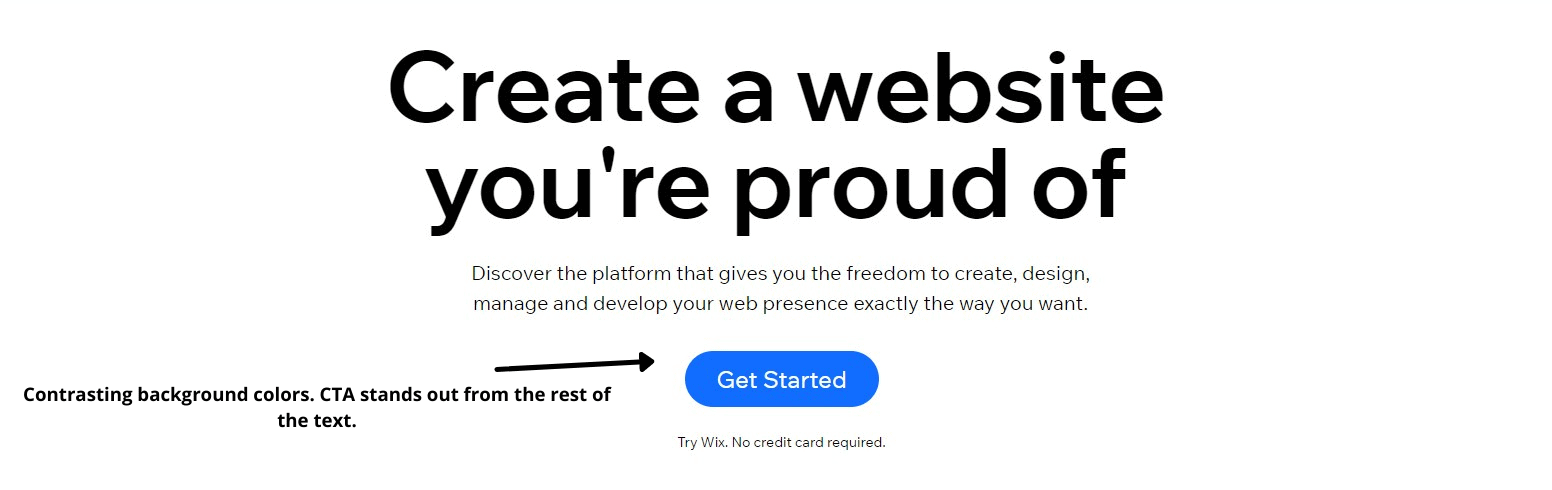 cta example on landing page