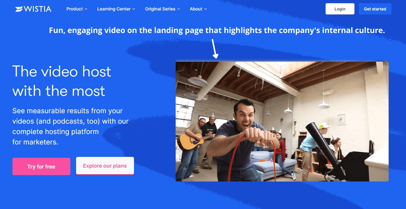 wistia landing page design video example