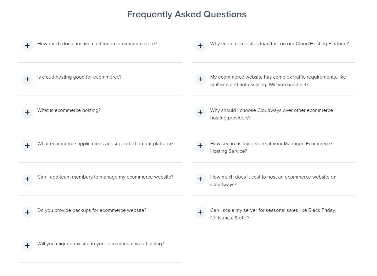 faq example landing page design